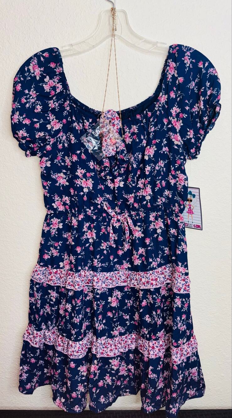 Trixxi Girl Floral Dress with Frilly Skirt, Young Girl Size XL